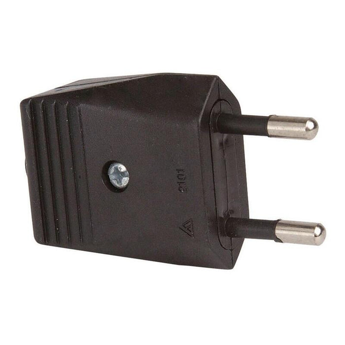 Pack De 10 Unidades - Clavija 2p Europlug Sin Tierra 10a 250v, Salida Recta, Negra
