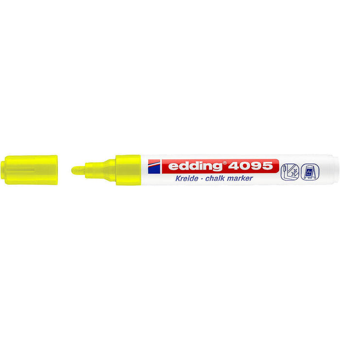 Pack De 10 Unidades Edding 4095 Rotulador De Tiza Liquida - Punta Redonda - Trazo Entre 2 Y 3mm - Olor Neutro  - Color Amarillo Neon