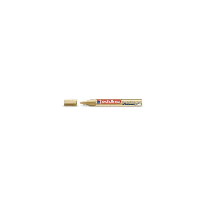 Pack De 10 Unidades Edding 750 Rotulador Permanente Punta Redonda - Trazo Entre 2 Y 4 Mm. - Tinta Opaca - Secado Rapido - Color Oro