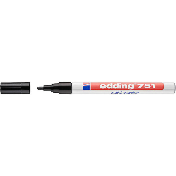 Pack De 10 Unidades Edding 751 Rotulador Permanente Punta Redonda - Trazo Entre 1 Y 2 Mm. - Tinta Opaca - Secado Rapido - Color Negro