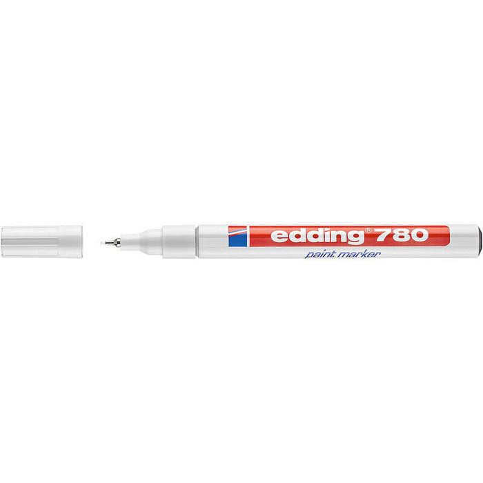 Pack De 10 Unidades Edding 780 Rotulador Permanente De Tinta Opaca - Punta Redonda - Trazo 0.8mm - Puntas De Recambio Disponibles - Secado Rapido - Color Blanco
