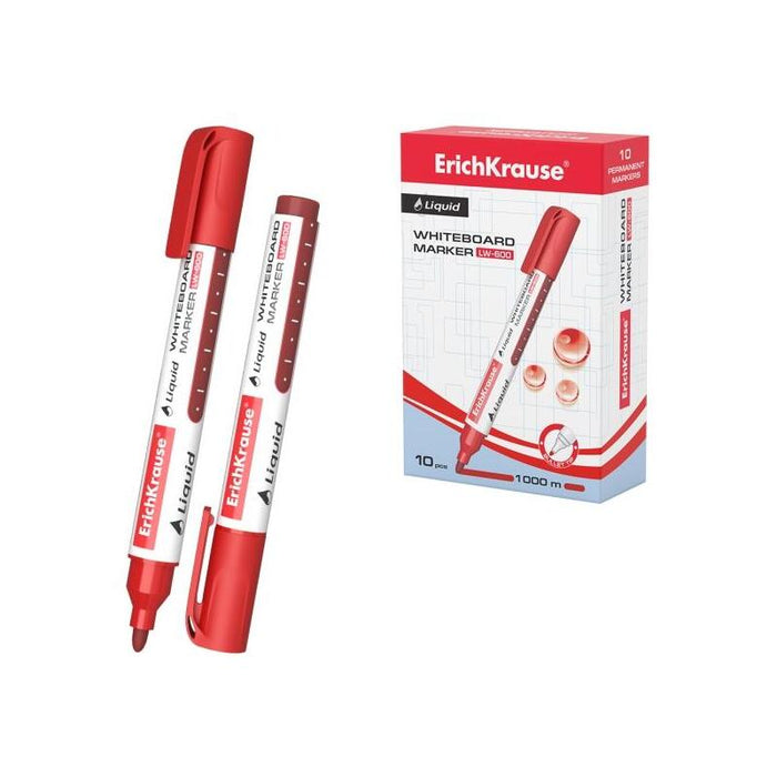 Pack De 10 Unidades Erichkrause Liquid Lw-600 Marcador De Pizarra Blanca - Tinta Liquida A Base De Alcohol - Punta En
