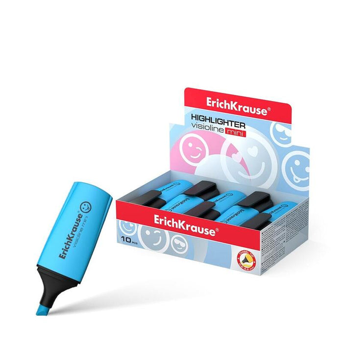 Pack De 10 Unidades Erichkrause Visioline Mini - Miniformato Con Emoticonos - Punta Biselada - Color Azul