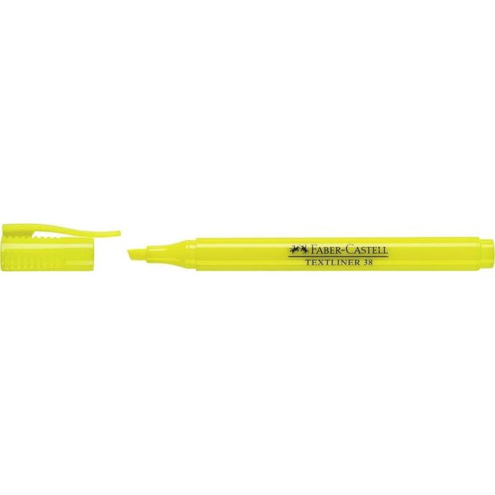 Pack De 10 Unidades Faber-Castell Textliner 38 Marcador Fluorescente - Cuerpo Fino - Punta Biselada - Trazo Grueso Y