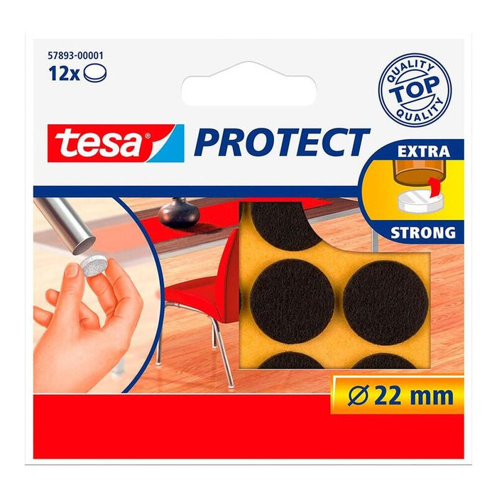 Pack De 10 Unidades - Fieltro Antirasguño Marrón Ø22 Mm, 12 Uds