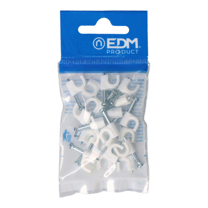 Pack De 10 Unidades - Grapa Para Cable Manguera Tubular 2 X 1,0 Mm N°06, Blanca, Blister 20 Uds