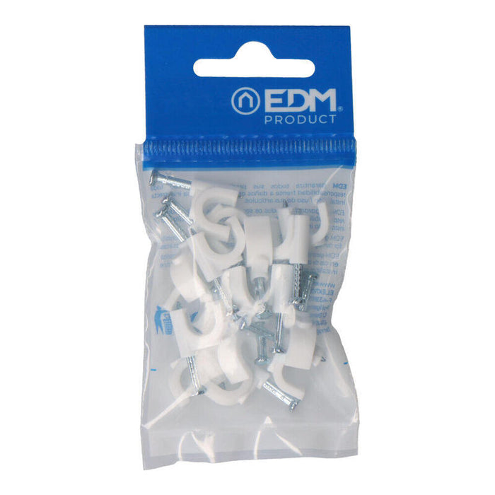 Pack De 10 Unidades - Grapa Para Cable Manguera Tubular 2 X 2,5 Mm N°08, Blanca, Blister 15 Uds