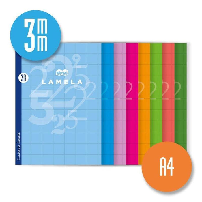 Pack De 10 Unidades Lamela Libreta Grapada 50h A4 90gr Cuadrovía 3mm C/Margen Cubierta Básica C/Surtidos