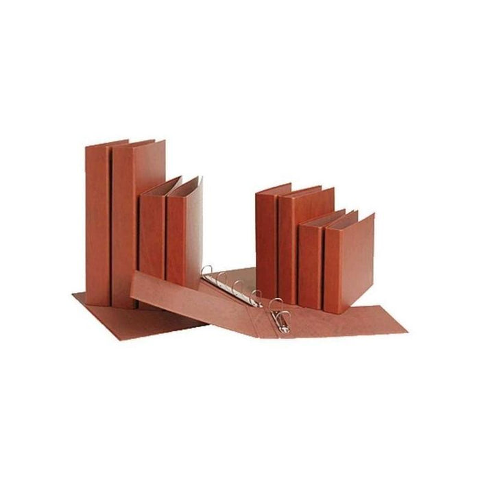 Pack De 10 Unidades Mariola Carpeta Archivador De 4 Anillas Carton Gofrado Cuero - Tamaño Cuarto Natural - Anillas