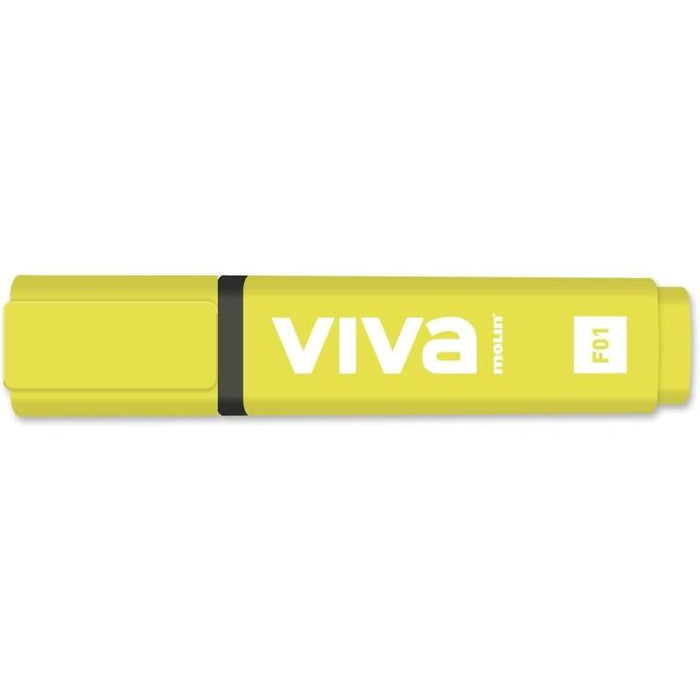 Pack De 10 Unidades Molin Viva Marcador Fluorescente - Trazo Entre 1 Y 5mm - Tinta Con Base De Agua - Amarillo
