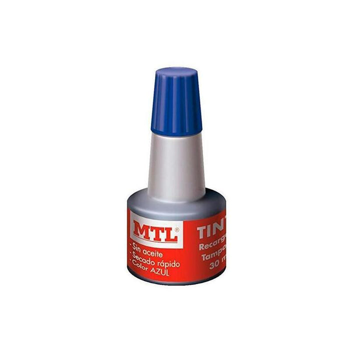 Pack De 10 Unidades Mtl Tinta De Sellar Para Recarga De Tampones 30ml Azul