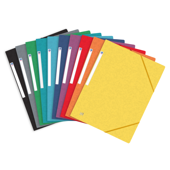 Pack De 10 Unidades Oxford Top File + A4+ Carpeta De Gomas - Tapa Blanda - 3 Solapas - Lomo 20mm - Colores Surtidos