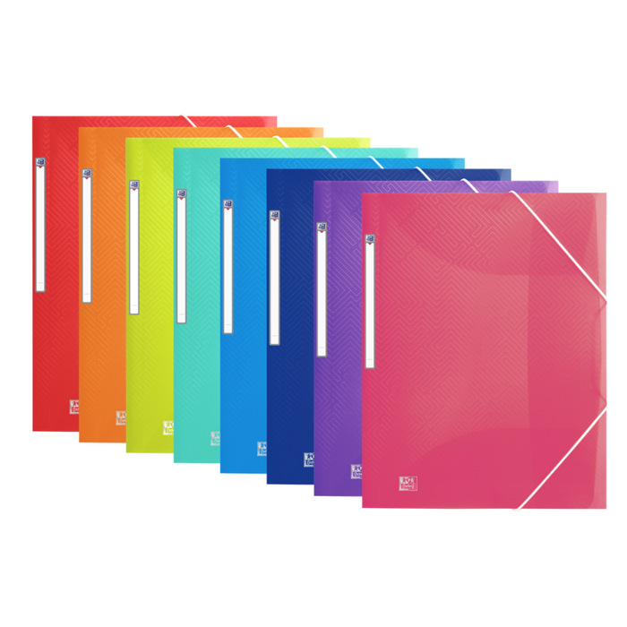 Pack De 10 Unidades Oxford Urban A3+ Carpeta De Gomas - Tapa Plastico Translucido - 3 Solapas - Lomo 25mm - Colores
