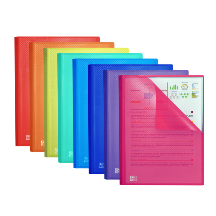 Pack De 10 Unidades Oxford Urban A4 Carpeta De Fundas Soldadas - Tapa De Plastico Translucido - 100 Fundas - Colores