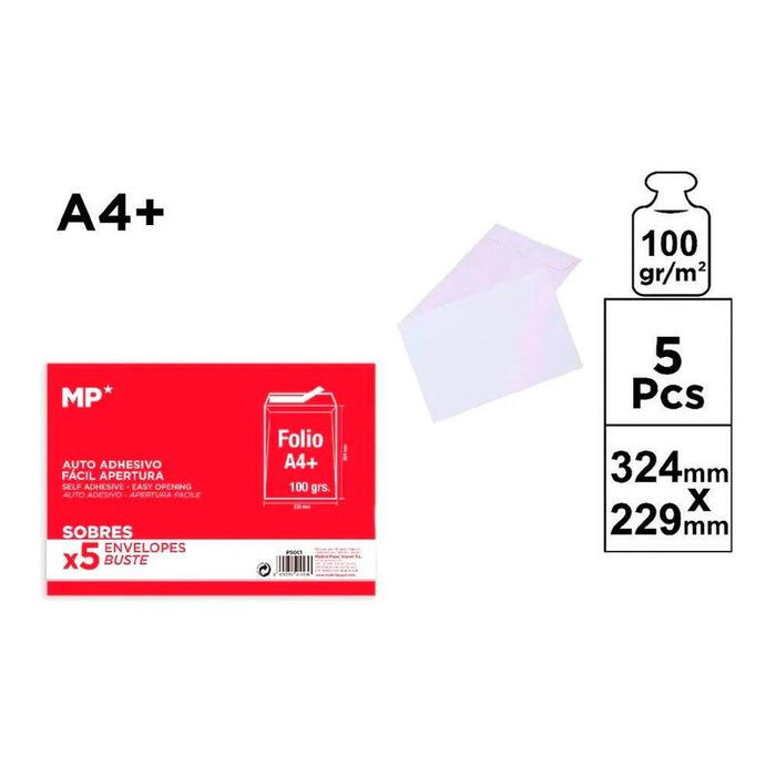 Pack De 10 Unidades - Sobre Blanco Auto Adhesivos, A4+, 324 X 229 Mm, 5 Uds