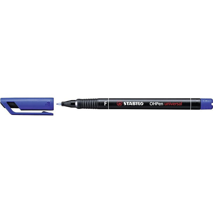 Pack De 10 Unidades Stabilo Ohpen Rotulador Permanente - Punta Fina - Trazo De 0.7mm - Agarre Antideslizante - Tapon Ventilado - Color Azul