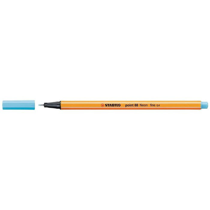 Pack De 10 Unidades Stabilo Point 88 Rotulador De Punta Fina De Fibra - Trazo De 0.4 Mm - Tinta Con Base De Agua - Color Azul Neon