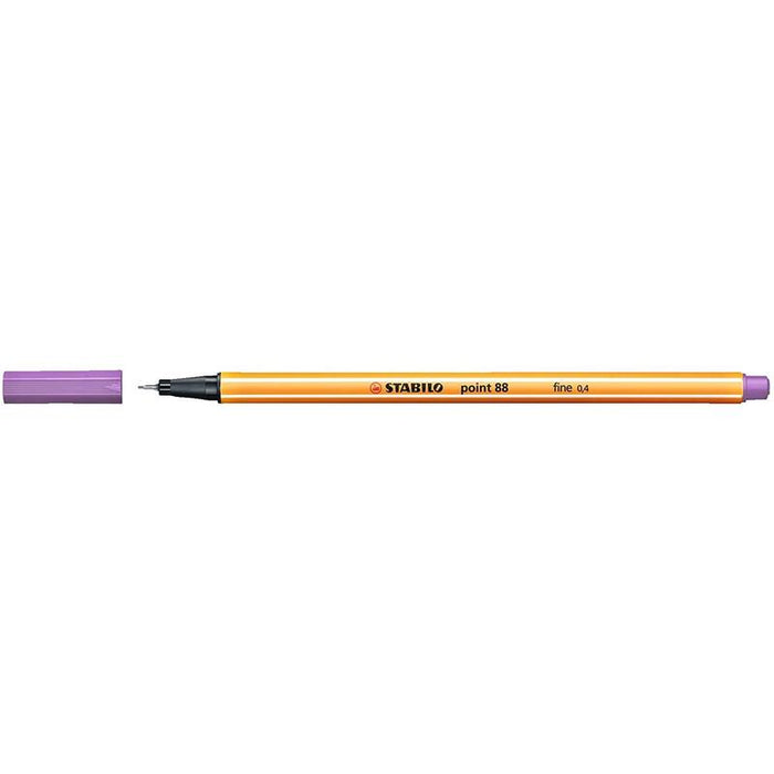 Pack De 10 Unidades Stabilo Point 88 Rotulador De Punta Fina De Fibra - Trazo De 0.4 Mm - Tinta Con Base De Agua - Color Lila Claro