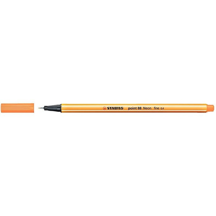 Pack De 10 Unidades Stabilo Point 88 Rotulador De Punta Fina De Fibra - Trazo De 0.4 Mm - Tinta Con Base De Agua - Color Naranja Neon