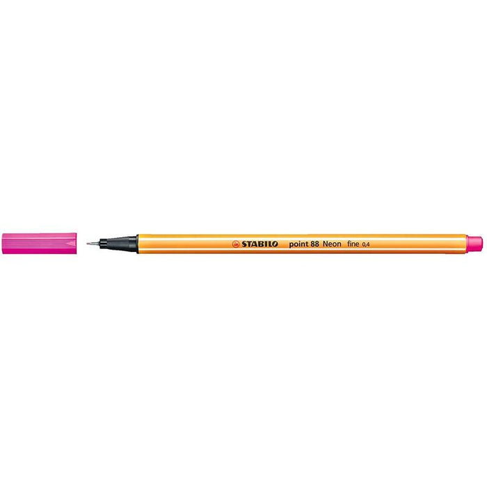 Pack De 10 Unidades Stabilo Point 88 Rotulador De Punta Fina De Fibra - Trazo De 0.4 Mm - Tinta Con Base De Agua - Color Rosa Neon