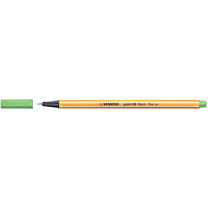 Pack De 10 Unidades Stabilo Point 88 Rotulador De Punta Fina De Fibra - Trazo De 0.4 Mm - Tinta Con Base De Agua - Color Verde Neon