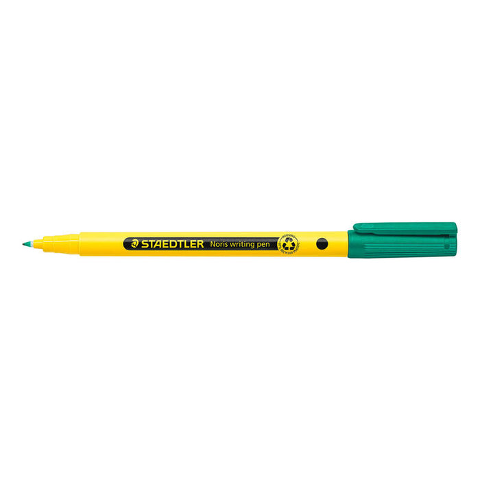 Pack De 10 Unidades Staedtler 307 Noris Writing Pen Rotulador De Punta Fina - Trazo 0.6mm Aprox - Tinta Base De Agua - Cuerpo Fabricado En Un 97% De Plastico Reciclado - Color Verde