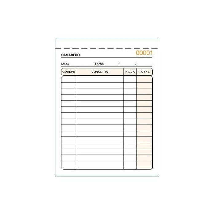 Pack De 10 Unidades Talonario Camareros Octavo Natural Sin Copia