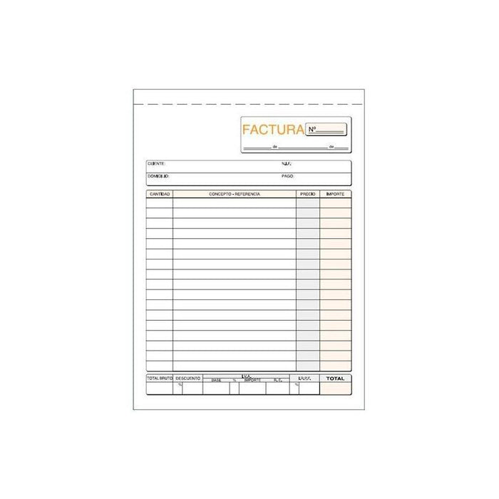 Pack De 10 Unidades Talonario Facturas Cuarto Natural Duplicado Autocopia