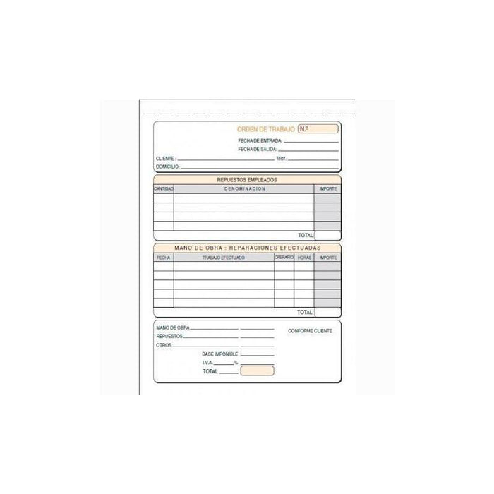 Pack De 10 Unidades Talonario Informe De Trabajo Cuarto Natural Duplicado Autocopia