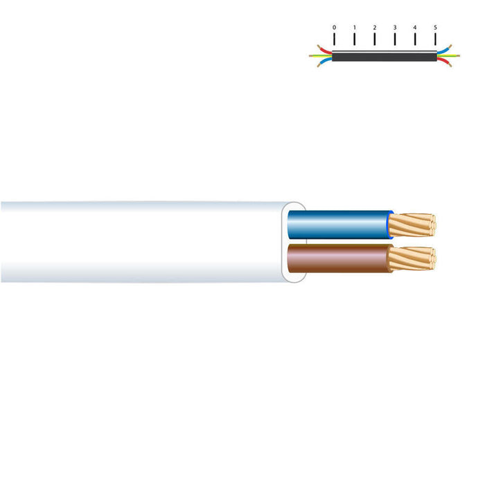 Pack De 100 Metros - Manguera 2x1,5mm Plana Blanca Flexible H05 Vv-F (Audio) Euro/Mts
