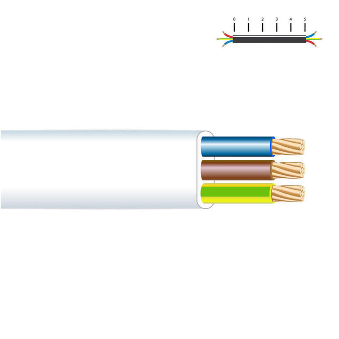 Pack De 100 Metros - Manguera Plana 3x1mm Blanca Flexible (Audio) H05 Vv-F Euro/Mts