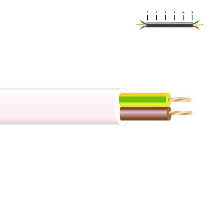Pack De 100 Metros - Manguera Tubular H 05 Vv-F 2x1mm Blanca Euro/Mts