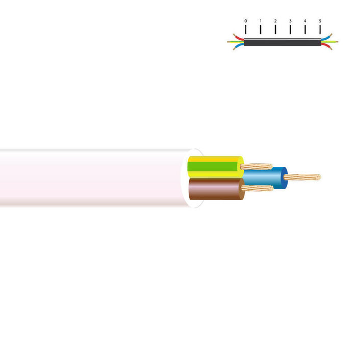 Pack De 100 Metros - Manguera Tubular H 05 Vv-F 3x2,5mm Blanca Euro/Mts