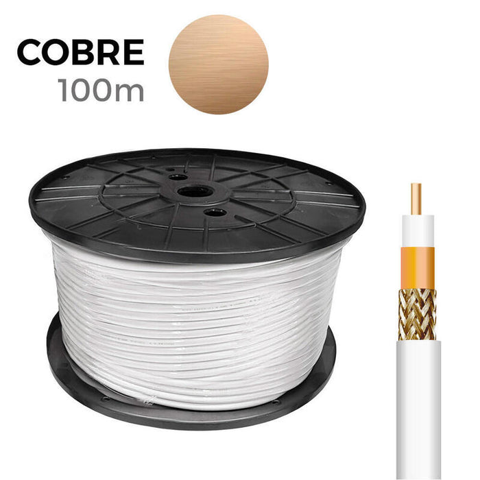 Pack De 100 Unidades - Cable Coaxial Apantallado Rg6 Cobre 100% Euro/M