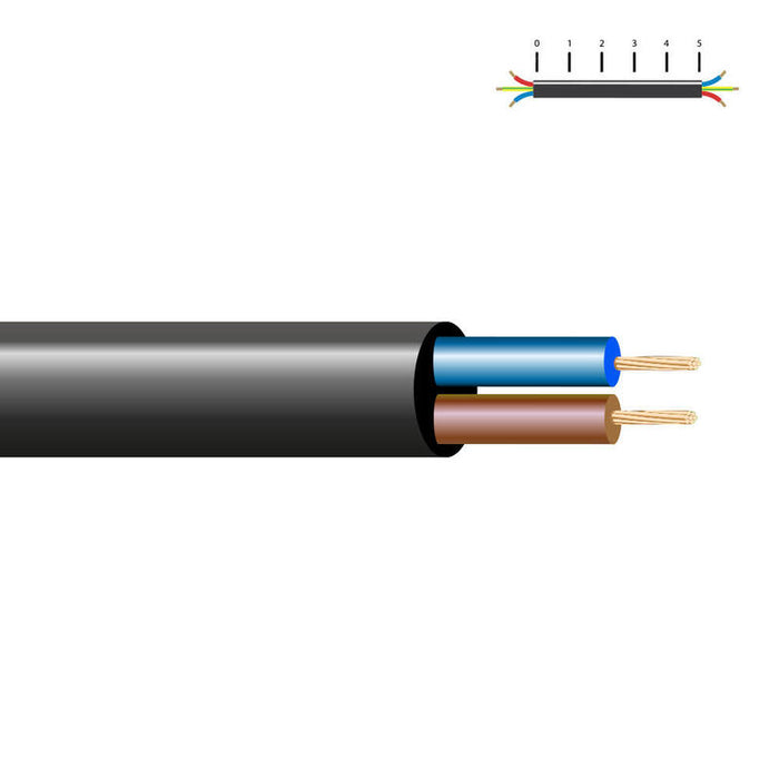 Pack De 100 Unidades - Manguera Tubular H05vv-F 2 X 1,00 Mm², Negra Euro/M