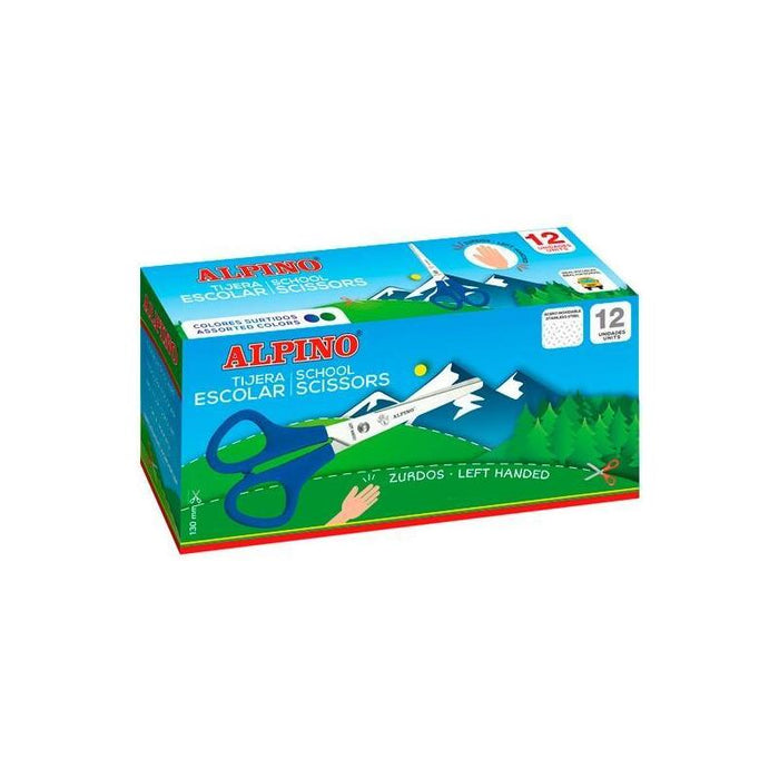 Pack De 12 Unidades Alpino Tijeras Escolares School Especial Zurdos Acero Inoxidable C/Surtidos