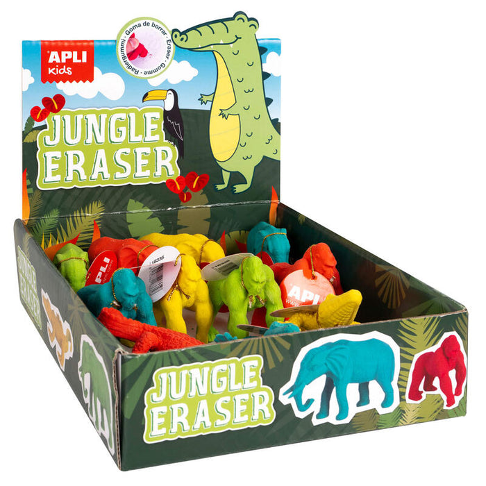 Pack De 12 Unidades Apli Gomas De Borrar Animales Selva - Expositor 12 Unidades En 3 Modelos Surtidos - Borra Y Juega