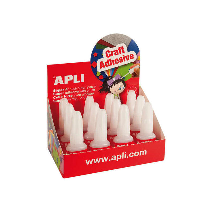 Pack De 12 Unidades Apli Super Adhesivo Instantaneo 10gr Con Pincel Aplicador - Secado Rapido - Facil Aplicacion -