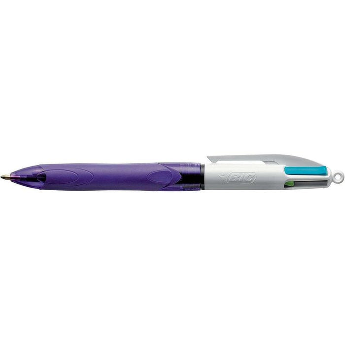 Pack De 12 Unidades Bic 4 Colours Grip Fashion Boligrafo De Bola Retractil Con Grip - Punta Media De 1mm - Trazo De