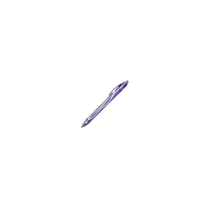 Pack De 12 Unidades Bic Gel-Ocity Quick Dry Boligrafo Retractil - Punta Media De 0.7mm - Tinta De Gel - Secado Ultra Rapido - No Mancha El Papel - Color Violeta