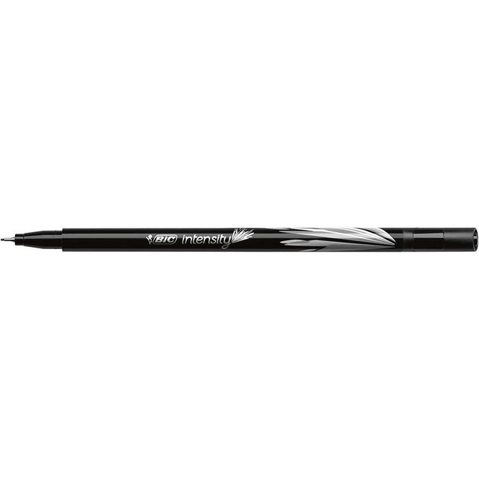 Pack De 12 Unidades Bic Intensity Fine Rotulador De Punta Fina De 0.8mm - Trazo De 0.4mm - Tinta Con Base De Agua - Color Negro