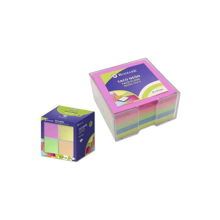 Pack De 12 Unidades Bismark Taco De Notas 400h 75x75 Con Caja Colores Neón