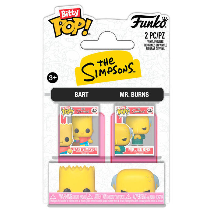 Pack De 12 Unidades - Blister 2 Figuras Bitty Pop Los Simpsons Bart & Mr. Burns
