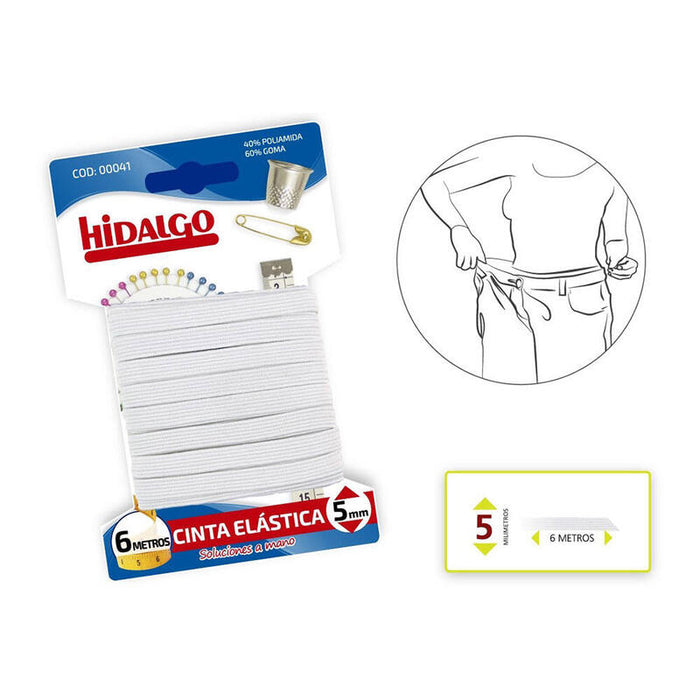 Pack De 12 Unidades - Blister Cinta Elástica 5mmx6mts.Blanco Hidalgo