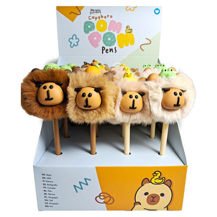 Pack De 12 Unidades - Bolígrafo Punta Fina Capibara Pompón Esponjoso