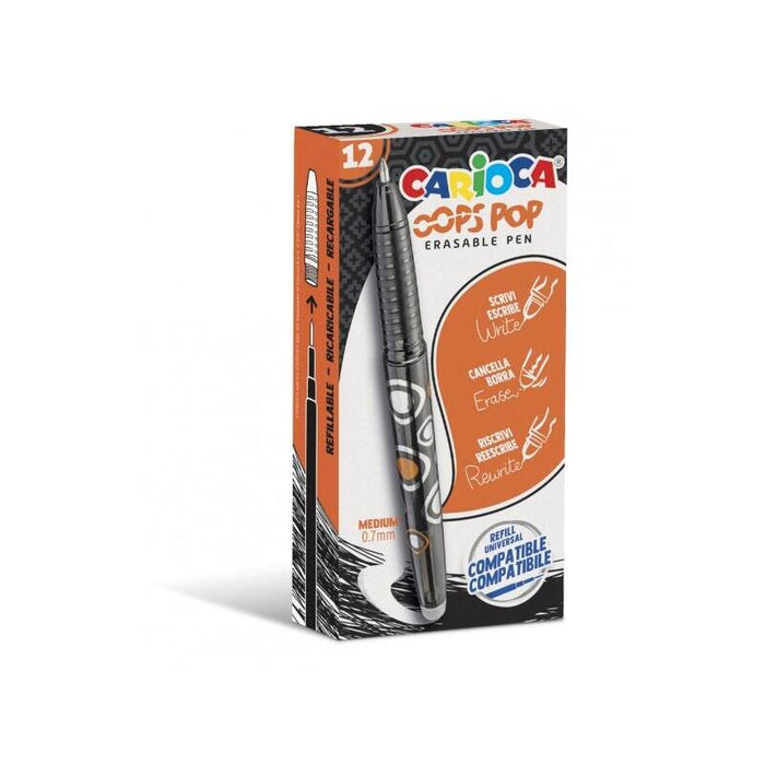 Pack De 12 Unidades Carioca Oops Boligrafos Borrables - Termo Sensible - Empuñadura Texturizada - Punta De Ø 0.7mm -