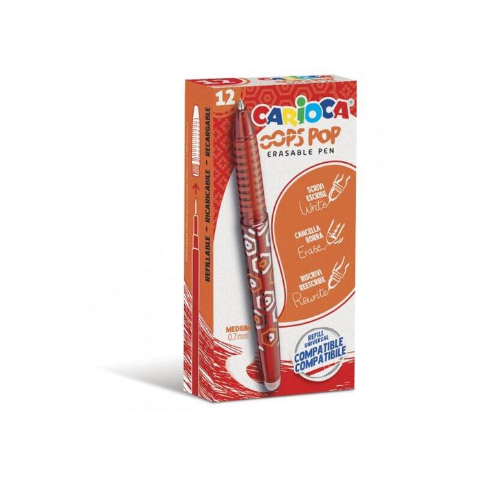 Pack De 12 Unidades Carioca Oops Boligrafos Borrables - Tinta Termo Sensible - Empuñadura Texturizada - Punta De 0.7mm