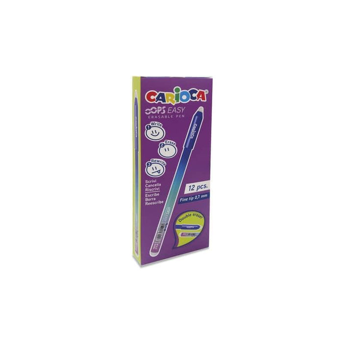 Pack De 12 Unidades Carioca Oops Easy Boligrafo Borrable - Punta De Ø 0.7mm - Tinta Termo Sensible - Cuerpo Con Efecto
