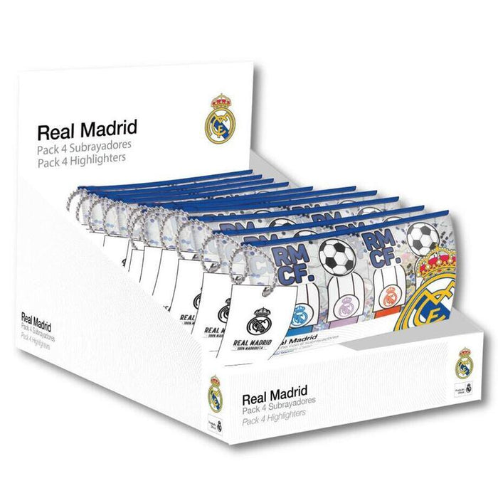 Pack De 12 Unidades - Estuche 4 Subrayadores Real Madrid Surtido