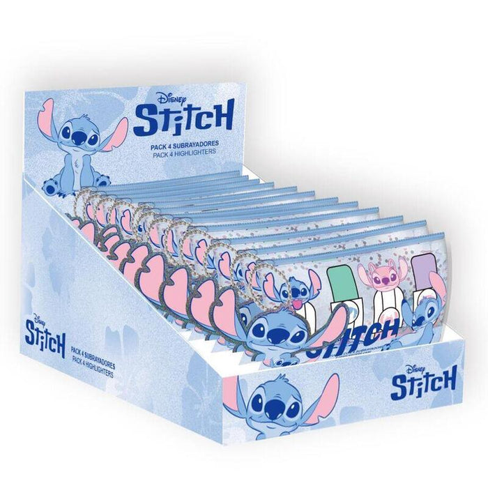 Pack De 12 Unidades - Estuche 4 Subrayadores Stitch Disney Surtido